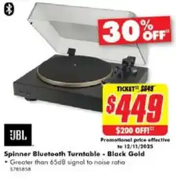 The Good Guys Spinner Bluetooth Turntable - Black Gold offer