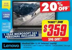 The Good Guys IdeaPad Slim 11 14" Celeron® Laptop offer