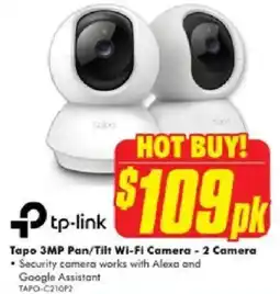 The Good Guys Tp-link Tapo 3MP Pan/Tilt Wi-Fi Camera - 2 Camera offer