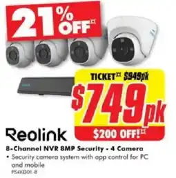 The Good Guys Reolink 8-Channel Nvr 8mp Security - 4 camera offer