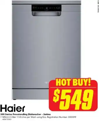 The Good Guys Haier 300 Series Freestanding Dishwasher - Satina offer
