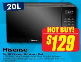 The Good Guys Hisense 20L 800W Compact Microwave - Black offer
