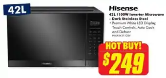 The Good Guys Hisense 42L 1100W Inverter Microwave - Dark Stainless Steel offer