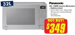 The Good Guys Panasonic 32L 1100W Inverter Microwave - Stainless Steel offer