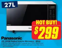 The Good Guys Panasonic 27L 1000W Flatbed Inverter Microwave - White offer