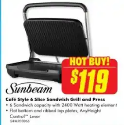 The Good Guys Sunbeam Café Style 6 Slice Sandwich Grill and Press offer