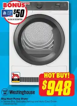 The Good Guys Westinghouse 8kg Heat Pump Dryer offer