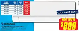 The Good Guys Westinghouse C2.7kw H3.5kw Reverse Cycle Split System offer
