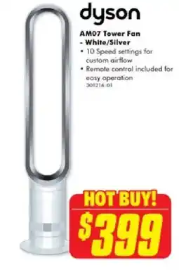 The Good Guys Dyson Am07 Tower Fan White/Silver offer