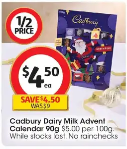 Coles Cadbury Dairy Milk Advent Calendar offer