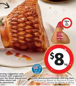 Coles Coles Beechwood Smoked Half Leg Ham offer