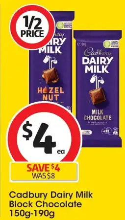Coles Cadbury Dairy Milk Block Chocolate offer