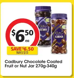 Coles Cadbury Chocolate Coated Fruit or Nut Jar offer