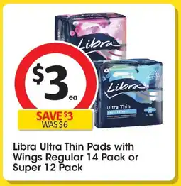Coles Libra Ultra Thin Pads with Wings Regular offer