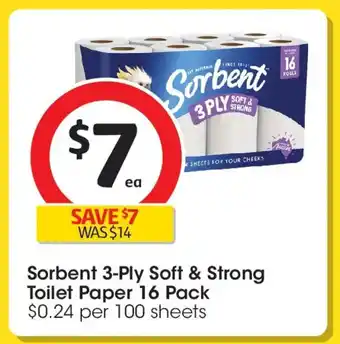 Sorbent 3-Ply Soft & Strong Toilet Paper