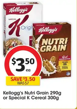 Coles Kellogg's Nutri Grain 290g or Special K Cereal offer