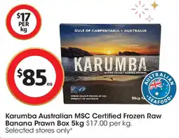 Coles Karumba Australian MSC Certified Frozen Raw Banana Prawn Box offer