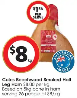 Coles Coles Beechwood Smoked Half Leg Ham offer