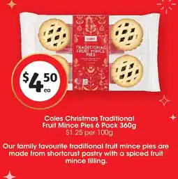 Coles Coles Christmas Traditional Fruit Mince Pies offer