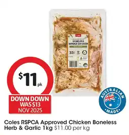 Coles Coles RSPCA Approved Chicken Boneless Herb & Garlic offer