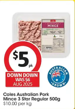 Coles Coles Australian Pork Mince 3 Star Regular offer