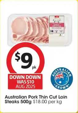 Coles Australian Pork Thin Cut Loin Steaks offer