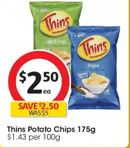 Coles Thins Potato Chips offer