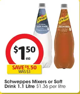 Coles Schweppes Mixers or Soft Drink offer