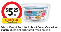 Coles Décor Vent & Seal Leak Proof Glass Container offer