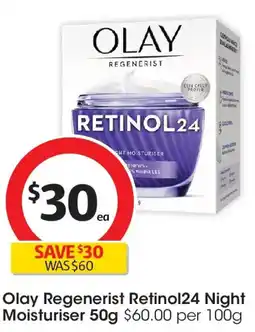 Coles Olay Regenerist Retinol24 Night Moisturiser offer