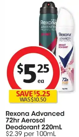 Coles Rexona Advanced 72hr Aerosol Deodorant offer