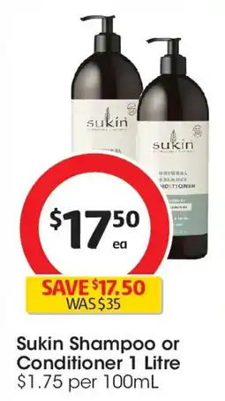 Coles Sukin Shampoo or Conditioner offer