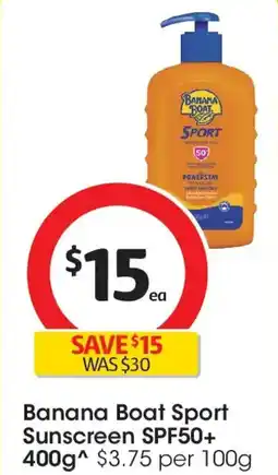 Coles Banana Boat Sport Sunscreen SPF50+ offer