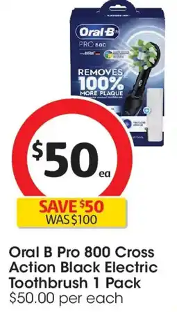 Coles Oral B Pro 800 Cross Action Black Electric Toothbrush offer