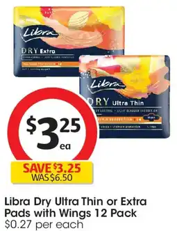 Coles Libra Dry Ultra Thin or Extra Pads with Wings offer