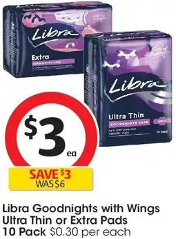 Coles Libra Goodnights with Wings Ultra Thin or Extra Pads offer