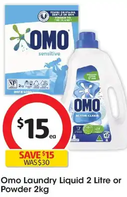 Coles Omo Laundry Liquid 2 Litre or Powder offer