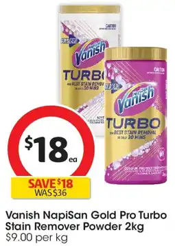 Coles Vanish NapiSan Gold Pro Turbo Stain Remover Powder offer