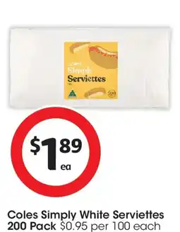 Coles Coles Simply White Serviettes offer