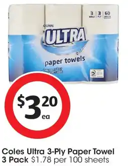 Coles Coles Ultra 3-Ply Paper Towel offer