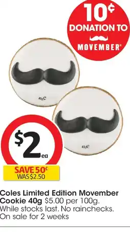 Coles Coles Limited Edition Movember Cookie offer