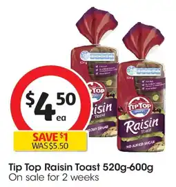 Coles Tip Top Raisin Toast offer