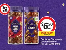 Coles Cadbury Chocolate Coated Fruit or Nut Jar offer