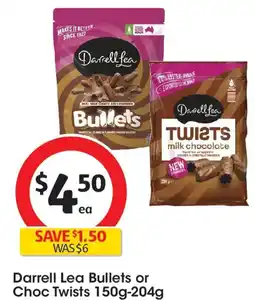 Coles Darrell Lea Bullets or Choc Twists offer