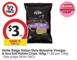 Coles Kettle Ridge Italian Style Balsamic Vinegar & Sea Salt Potato Chips offer
