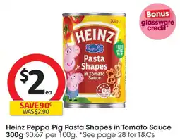 Coles Heinz Peppa Pig Pasta Shapes in Tomato Sauce offer