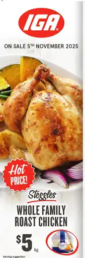 IGA Whole family roast chicken offer