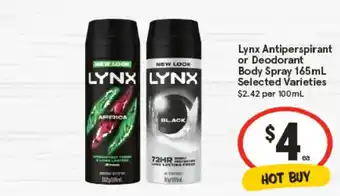 Lynx antiperspirant or deodorant body spray