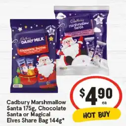IGA Cadbury marshmallow santa, chocolate santa or magical elves share bag offer
