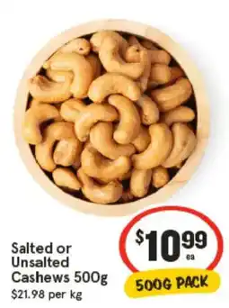 IGA Salted or unsalted cashews offer